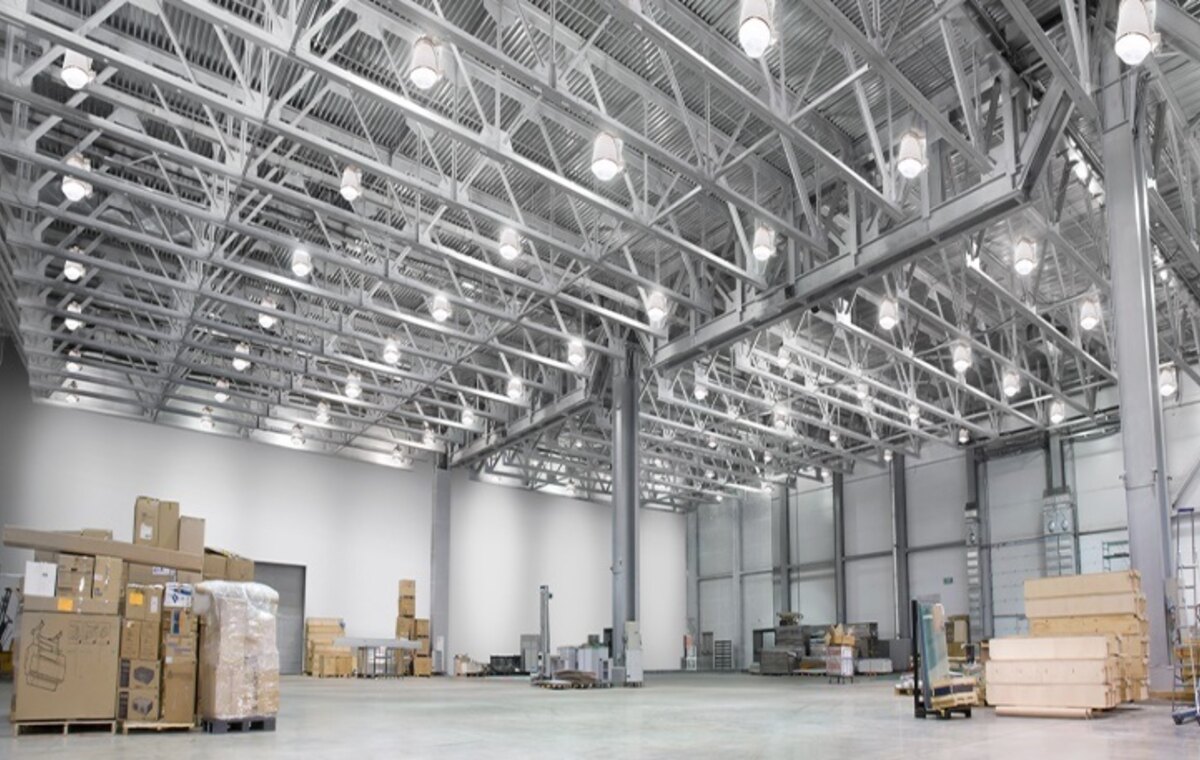 Industrial facility with engineered high-bay lighting